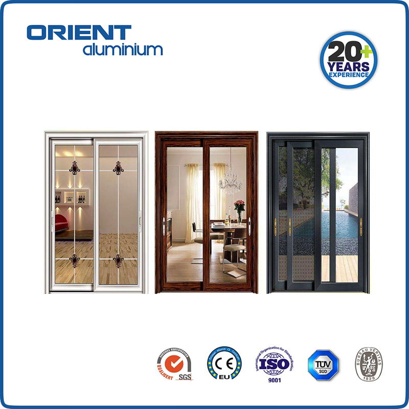 Soundproof 3 tracks sliding window small aluminium sliding window doors