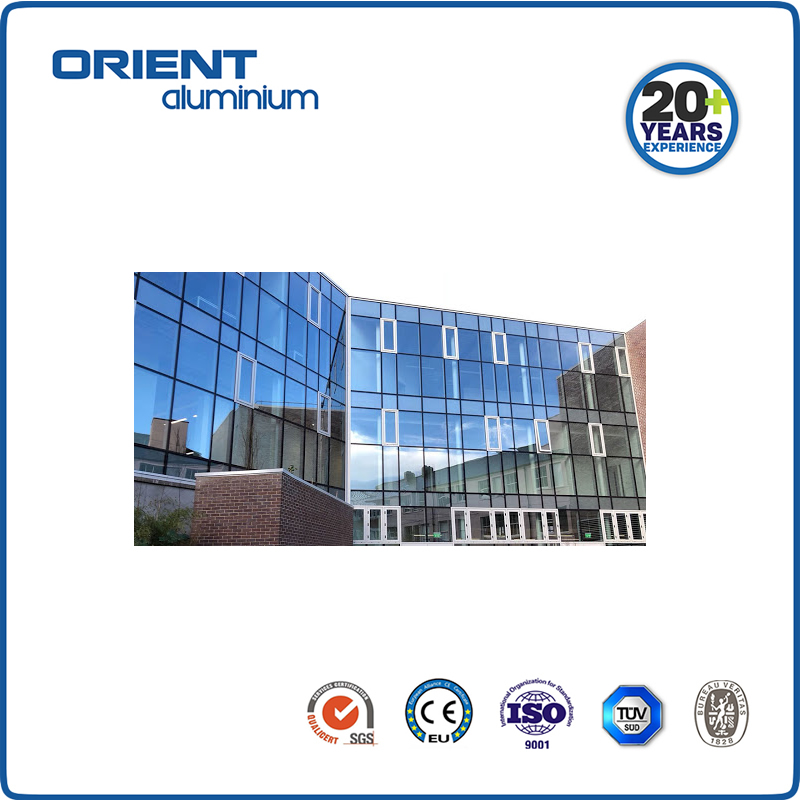 Residential Modern Style Aluminum Frame Frosted Glass Curtain Wall