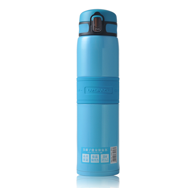 UZSPACE 480ml metal insulated stainless steel vacuum flask thermos water bottle with 1-click open