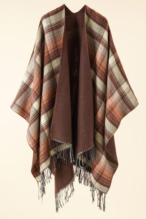 Ladys plaid with fringed shawl