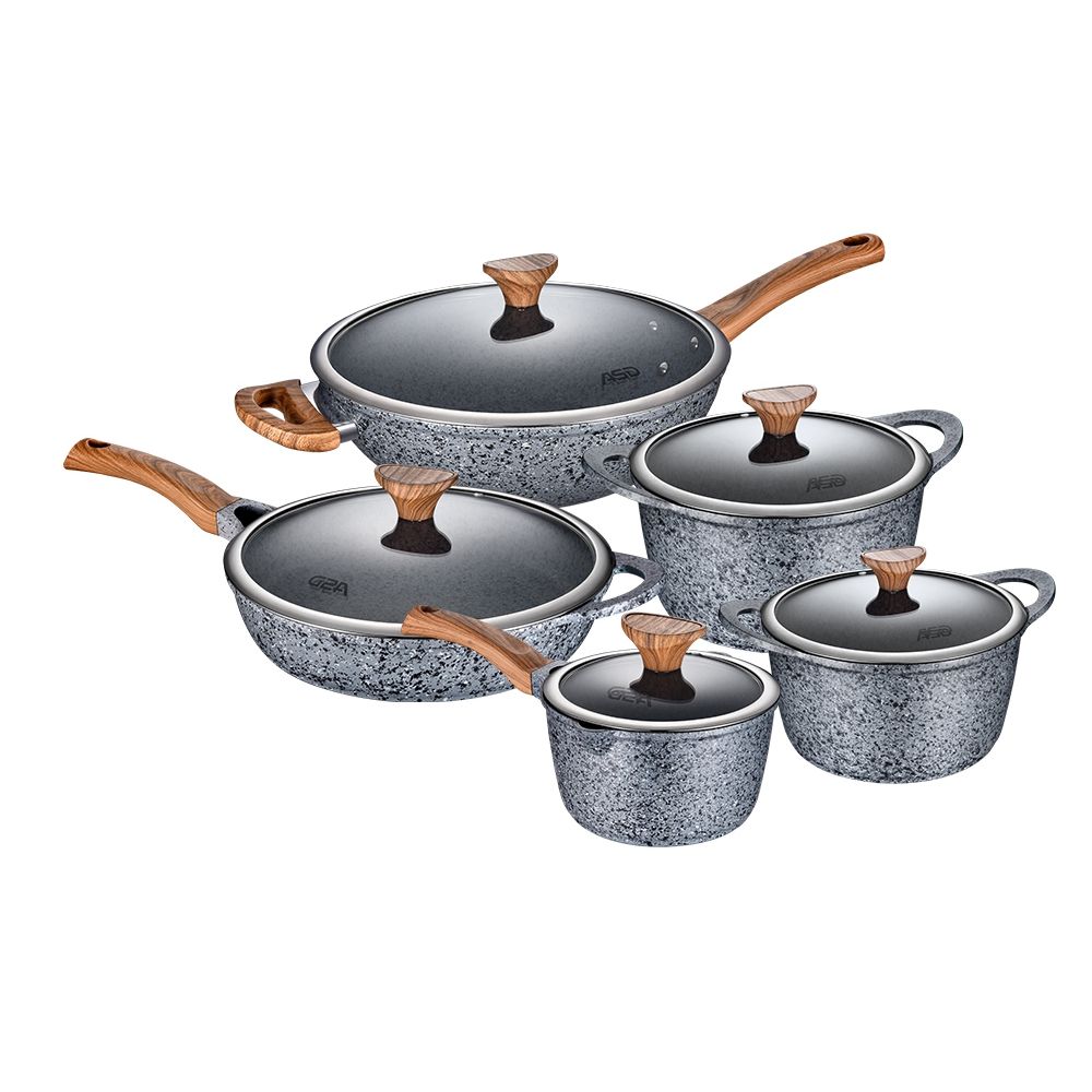Rock die cast aluminum 10pcs cookware set