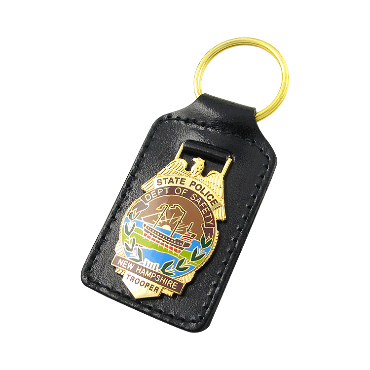 Custom Leather Key Fobs with Metal Emblem