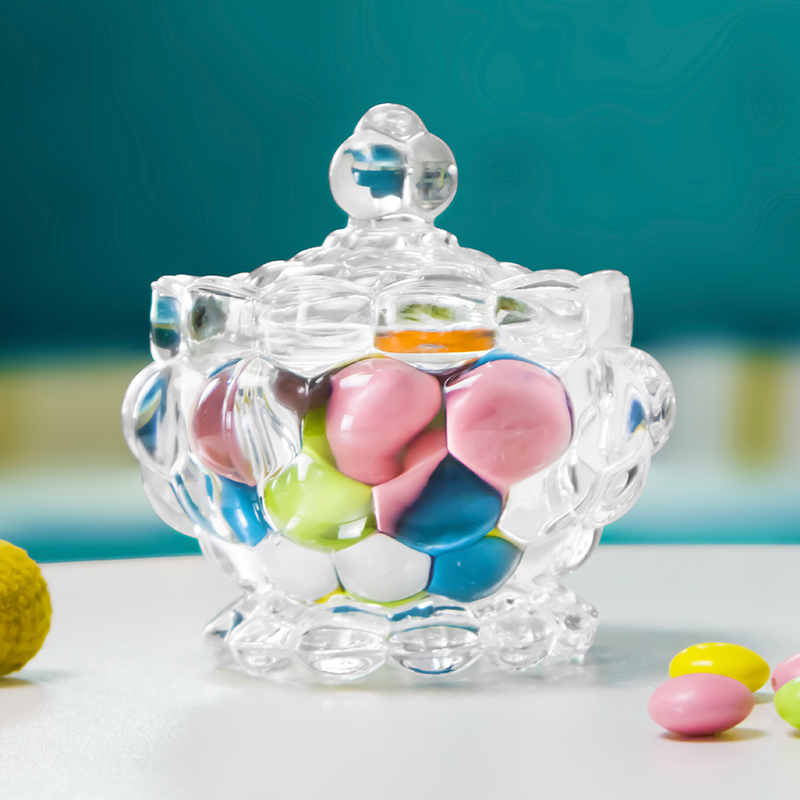 Christmas Candy Jar with Lid Crystal Candy Sugar Bowl Glass Sugar Box