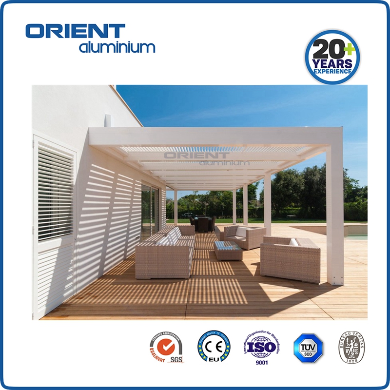 Aluminum Waterproof Louver Gazebo Outdoor Bioclimatic Awning Louvre System Roof Pergola