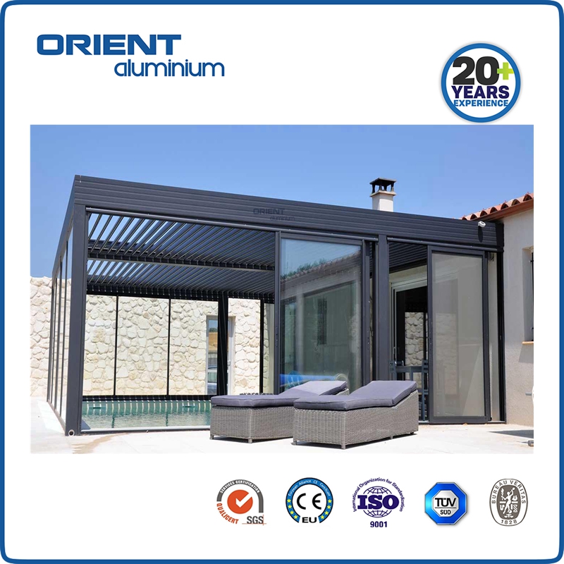 Waterproof Louvered Roof Pargola Louver Roof Pergola With Zipped Blinds