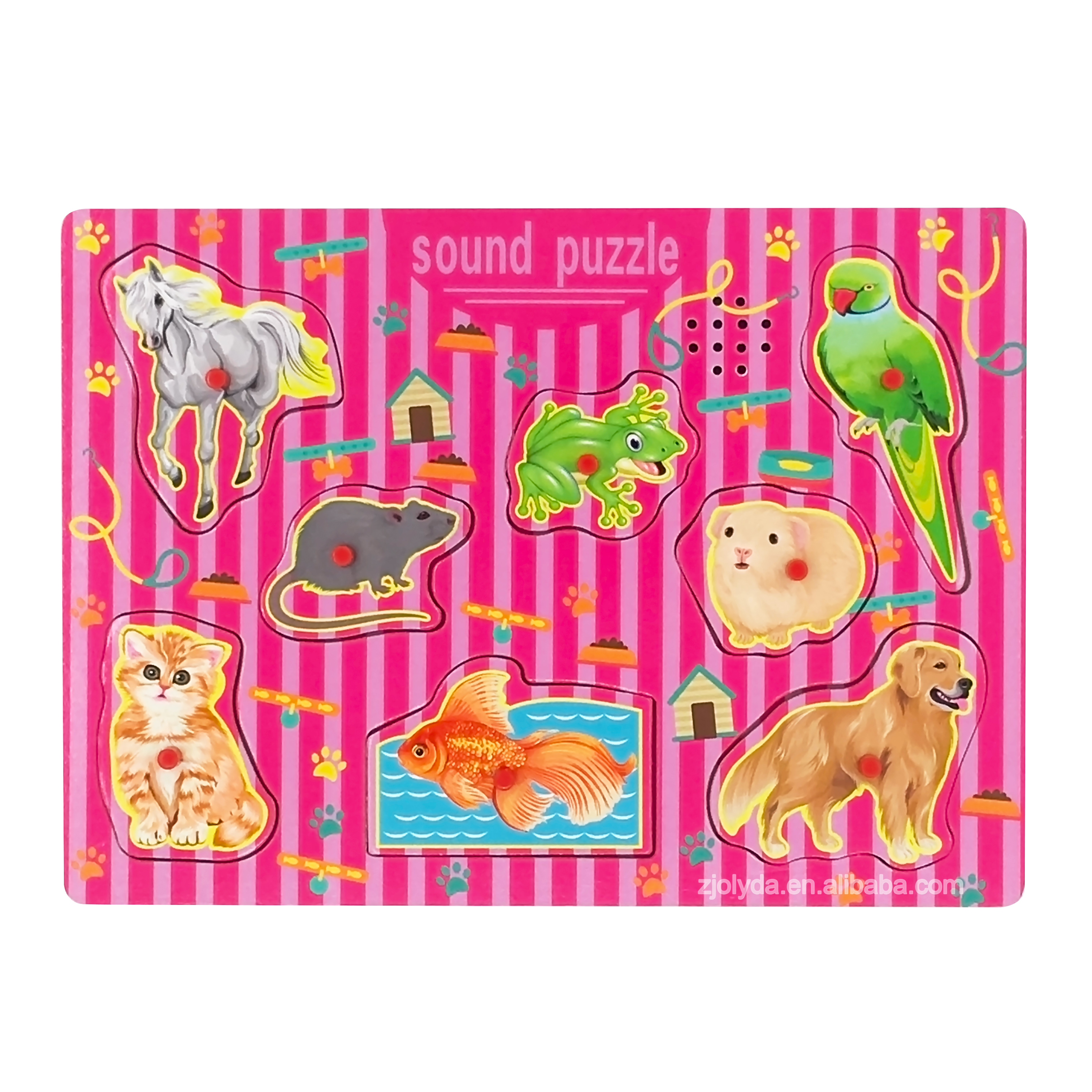 Hot sale educational wooden pet sound puzzle