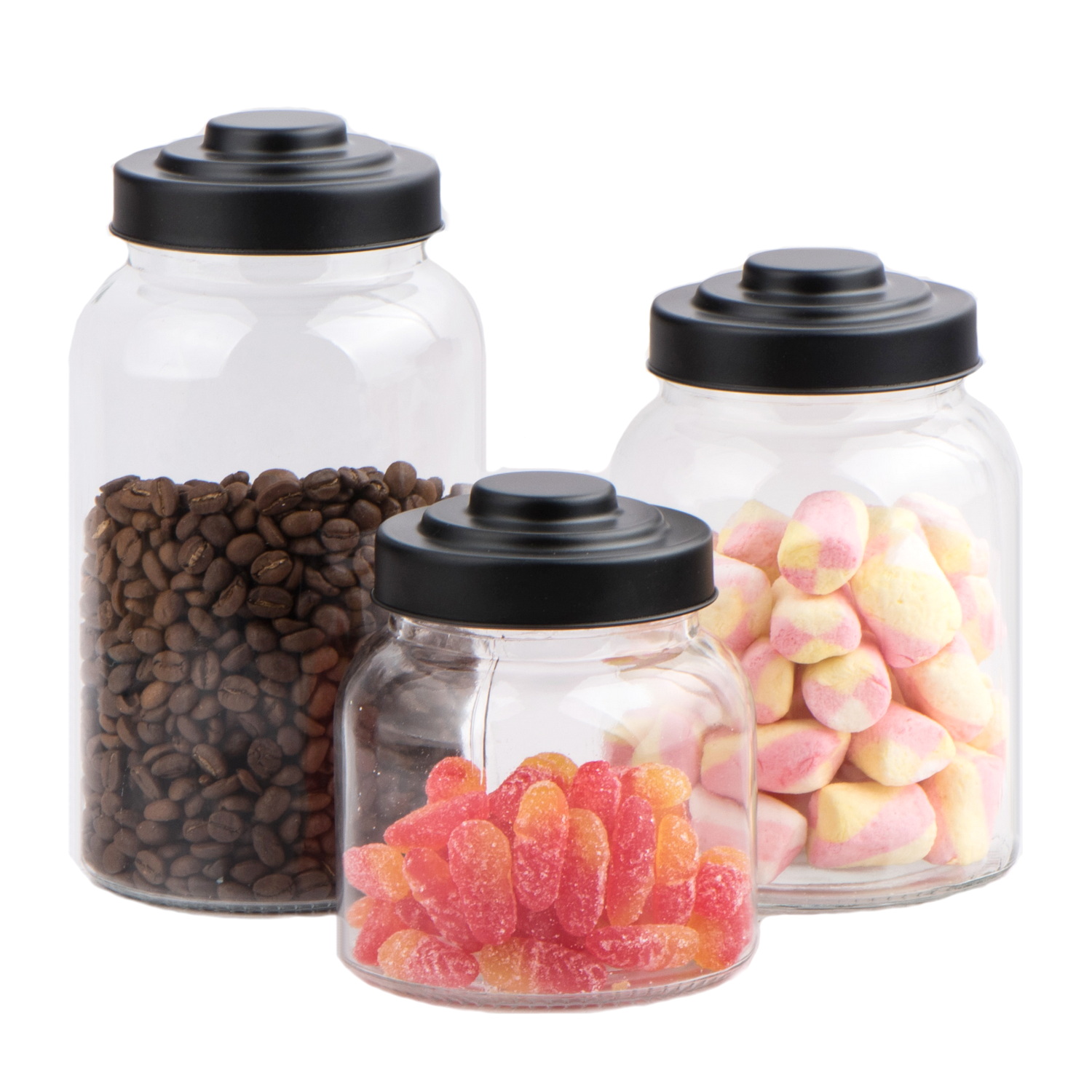 Glass food storage jar with screw metal lid CCP720T4