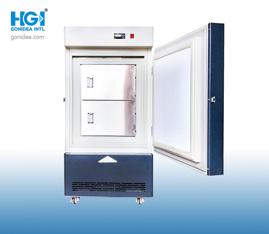 Vertical 80L Small Ultra Low Temperature Lab Freezer 60Hz 150W Low Noise Hdw-45L80