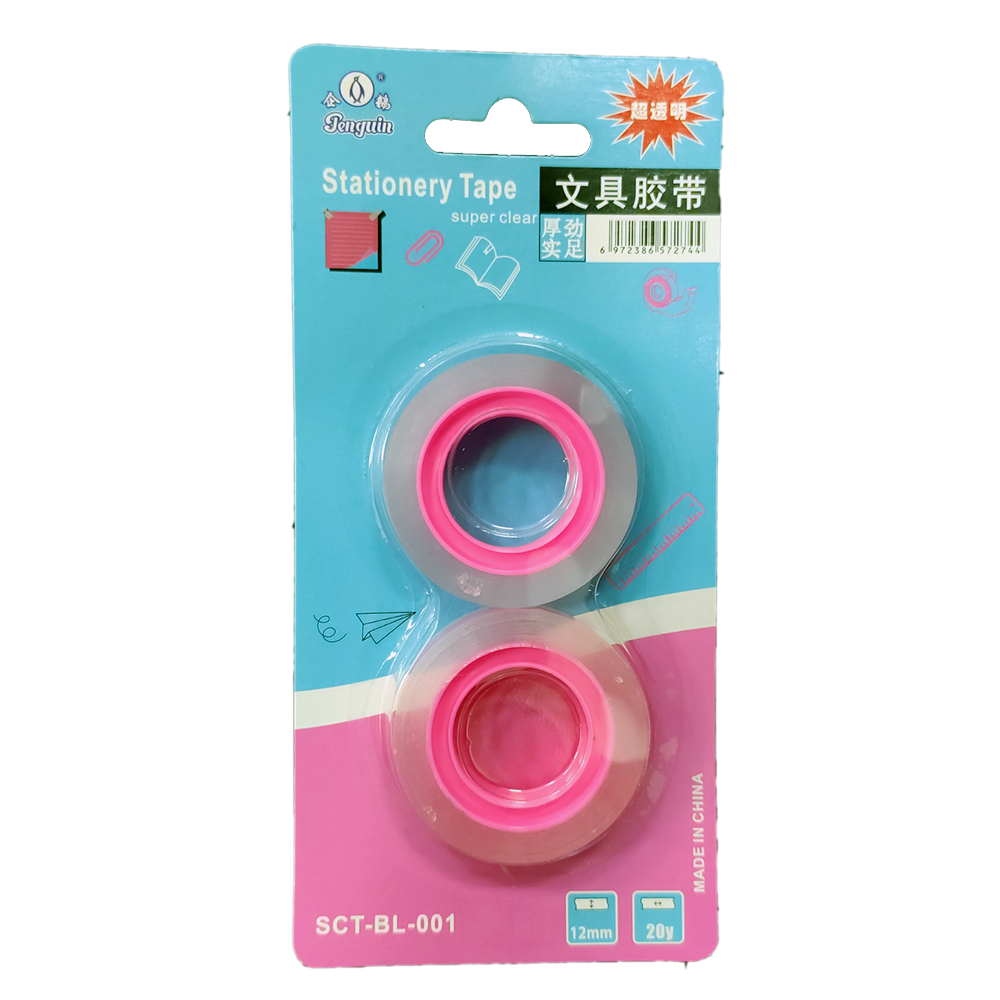 Super Clear Stationery Tape for handwork 2rolls 12mmx20m blister & display box (CBL-001)