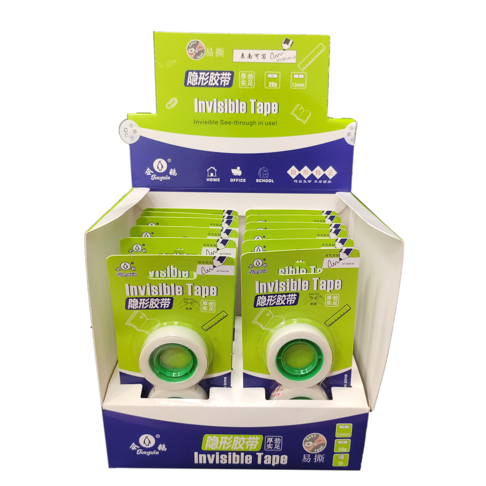 Invisible Tape writable with 2 rolls 12mmx20m writable blister card in display box(BL-001)