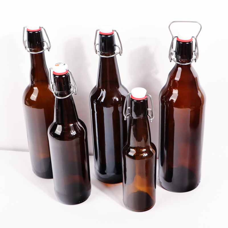 1liter 32oz amber glass growler with swingtop lid