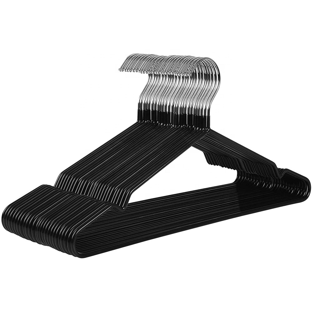 Owentek Antique Clothes Drying Rack PVC Rubber Coated Metal Black Hanger for Supermarket