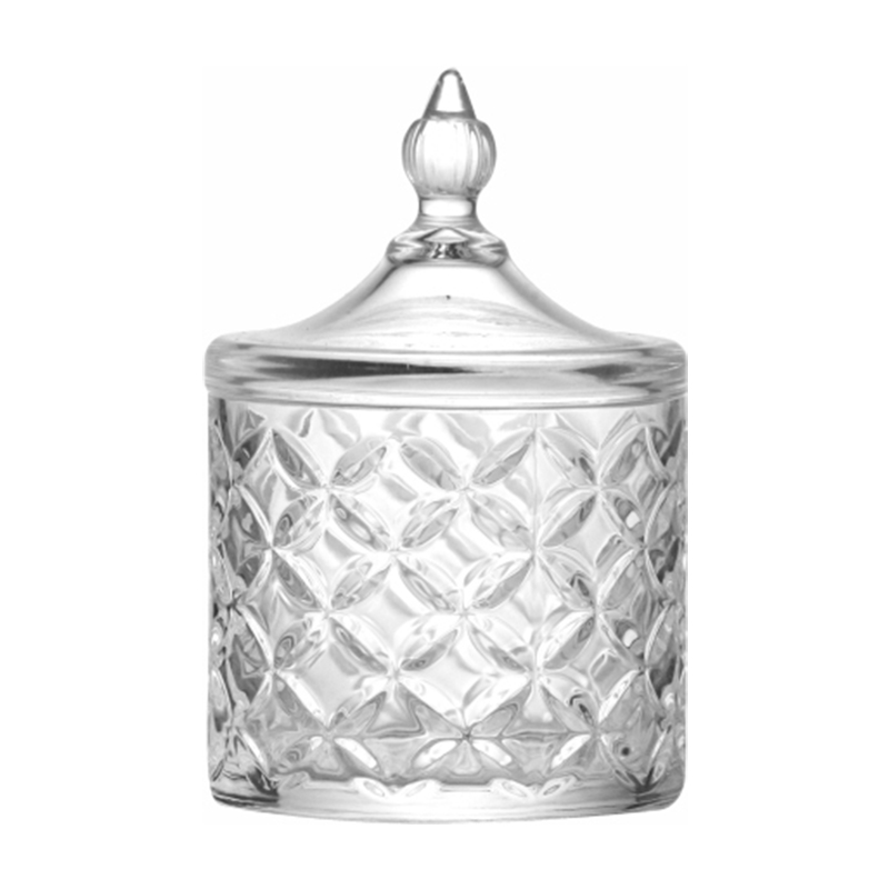 Glass Candy Jar Jewelry Wholesale Christmas Crystal Candle Jar Sugar Snack Bowls with Lid