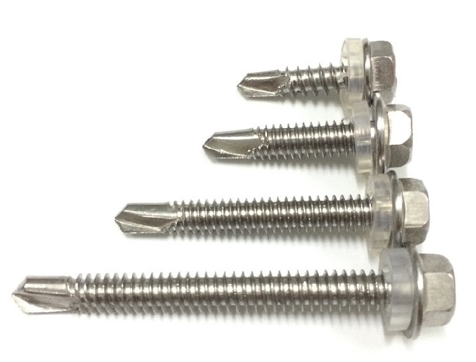 Hex head self-drilling screw with EPDM washer
