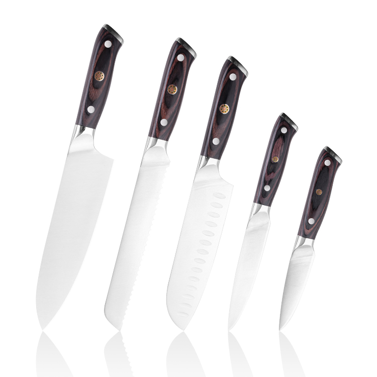 5Piece Black Pakka Wood Knife Set