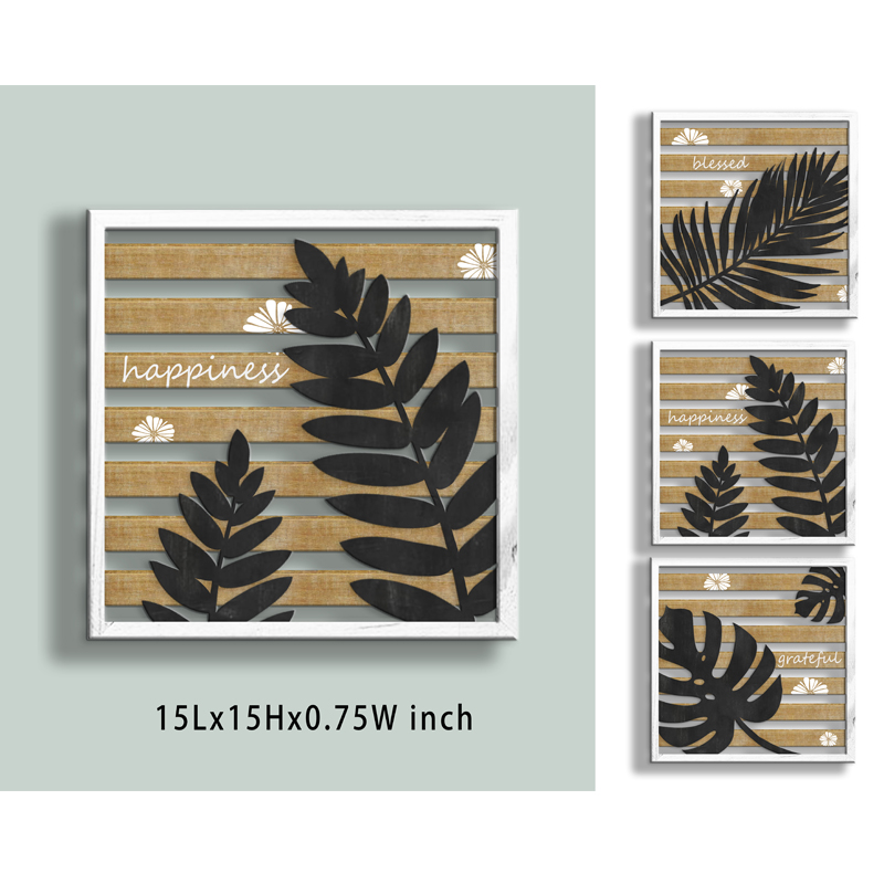 Wholesale Farmhouse Wood Metal Palm Leaves Plant Wall Hangings Sign For home Decor Wall Art Decor