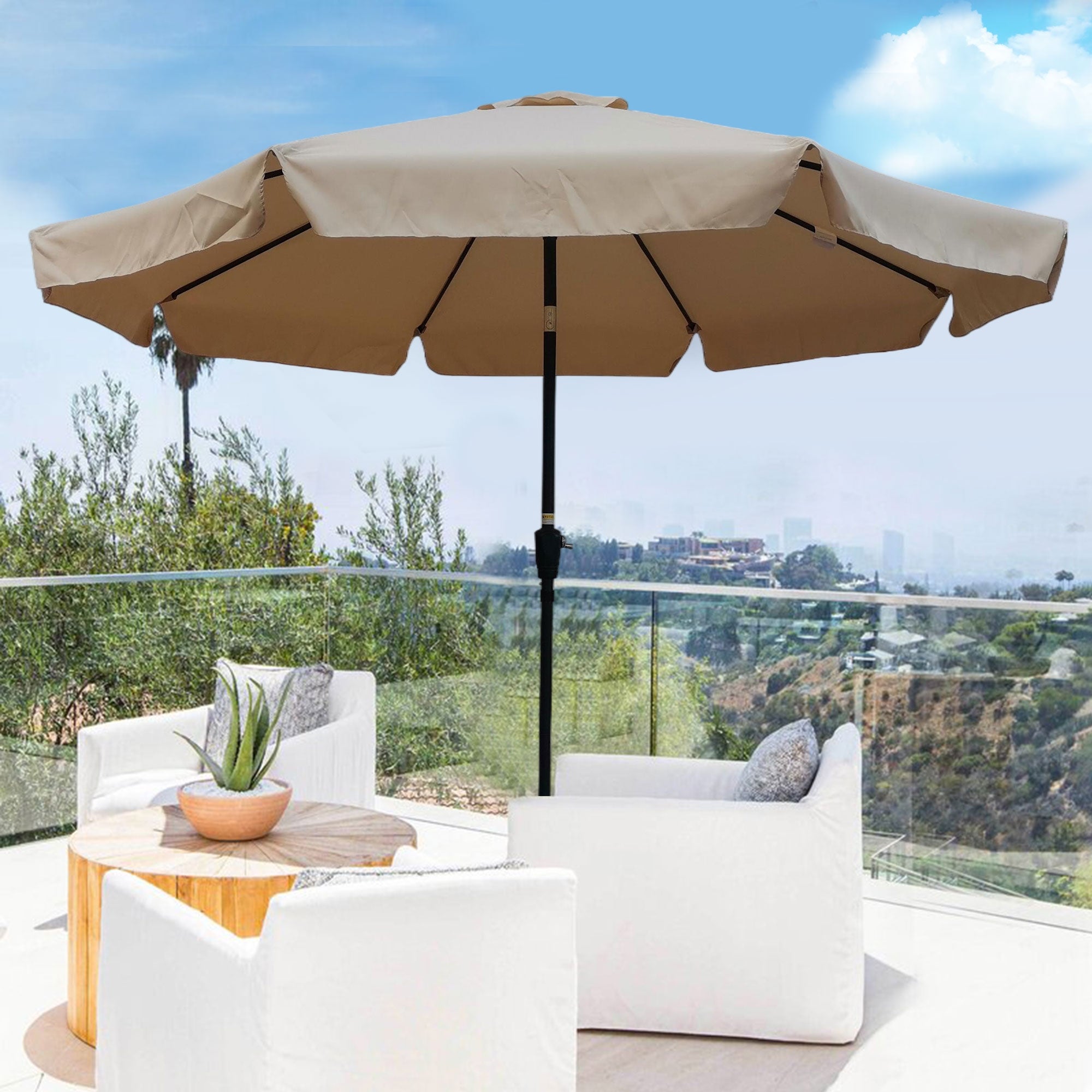 taicheng 2.7M with flap patio table stand umbrella outdoor garden sunshade umbrella parasol