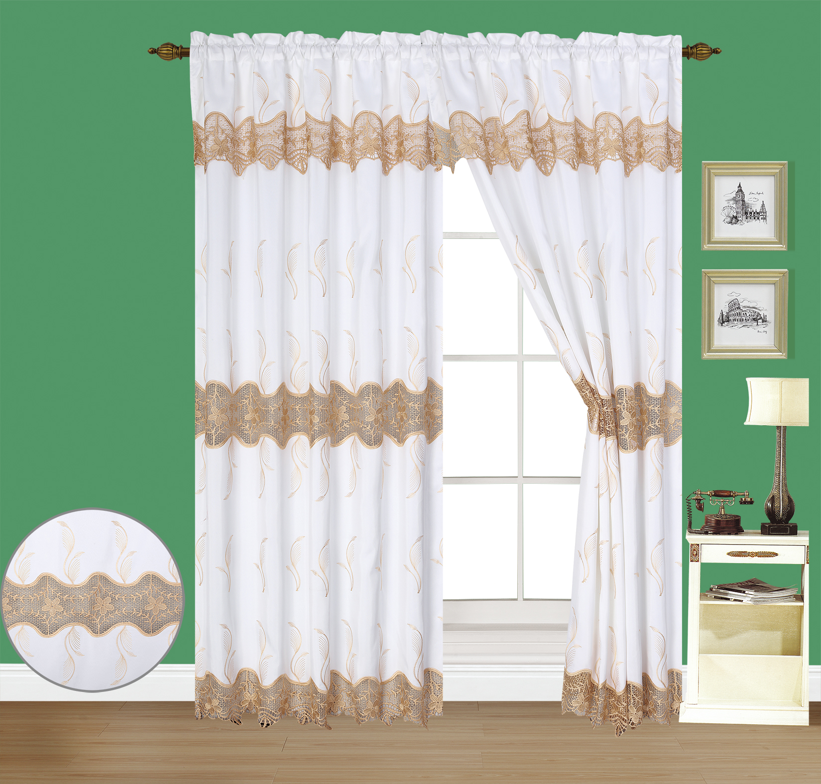Satin Jacquard embroidery curtain