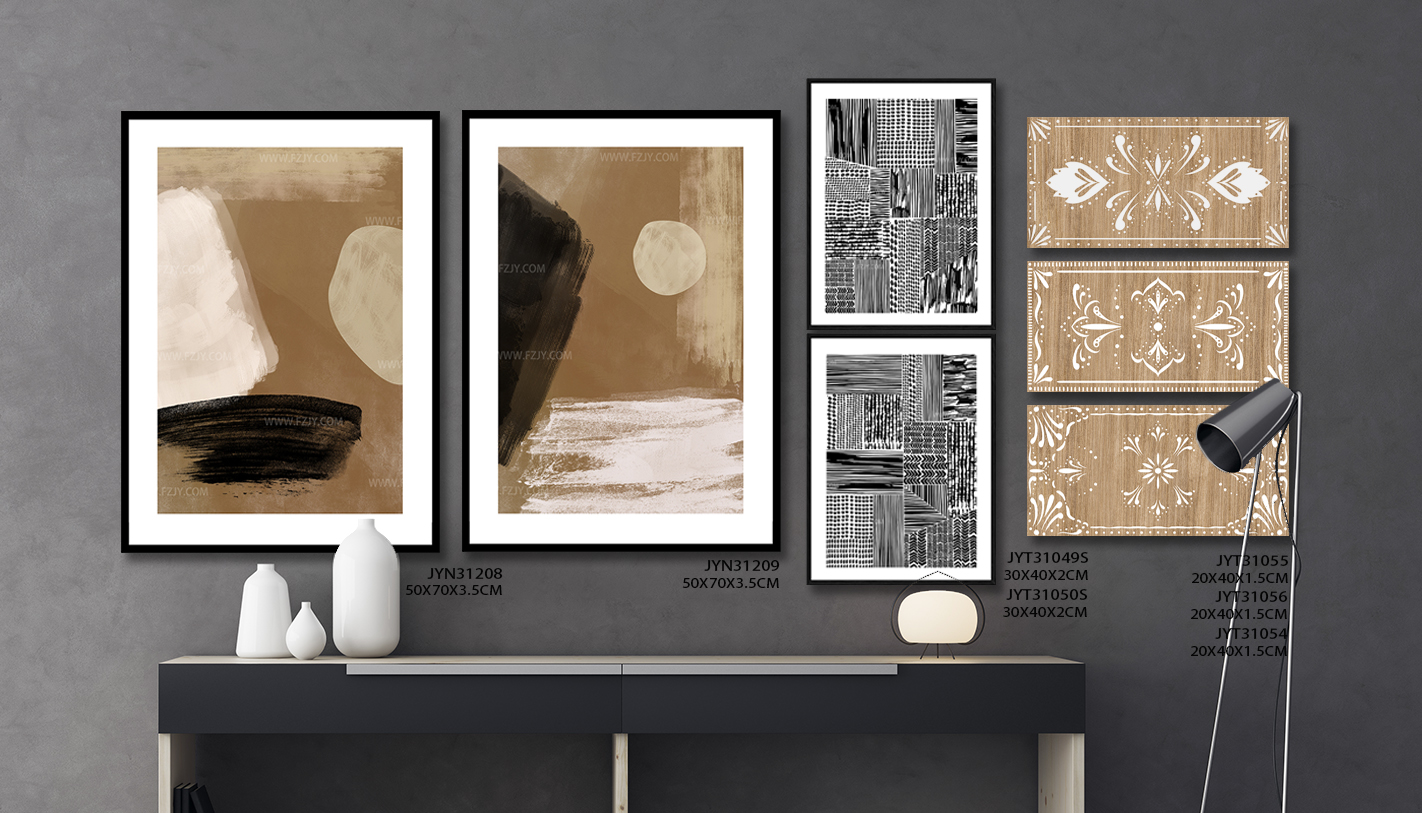 Abstract paintings, engraved panels
