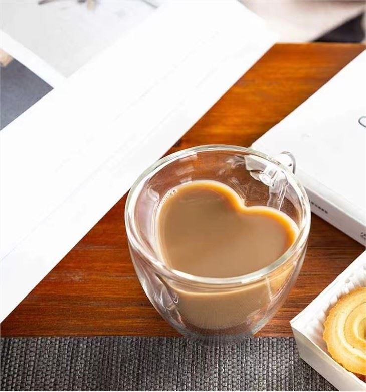 Heart glass double cup