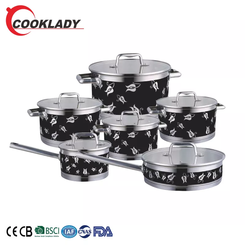 Europe kitchenware cook wares 12piece stainless steel kitchen cookware set