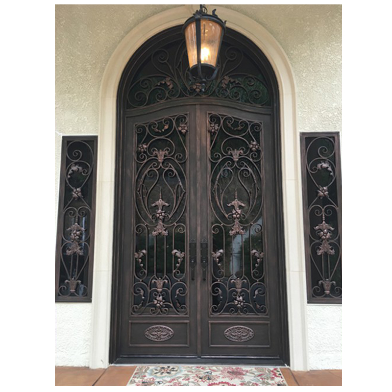 Exterior wrought iron arched door double Wrought Iron Front Doors