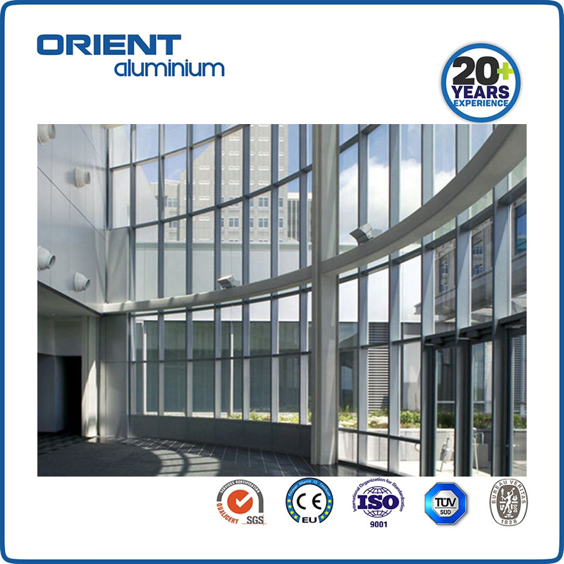 Modern hotel office building semi unitized aluminum frame energy efficient facade glass curtain wall