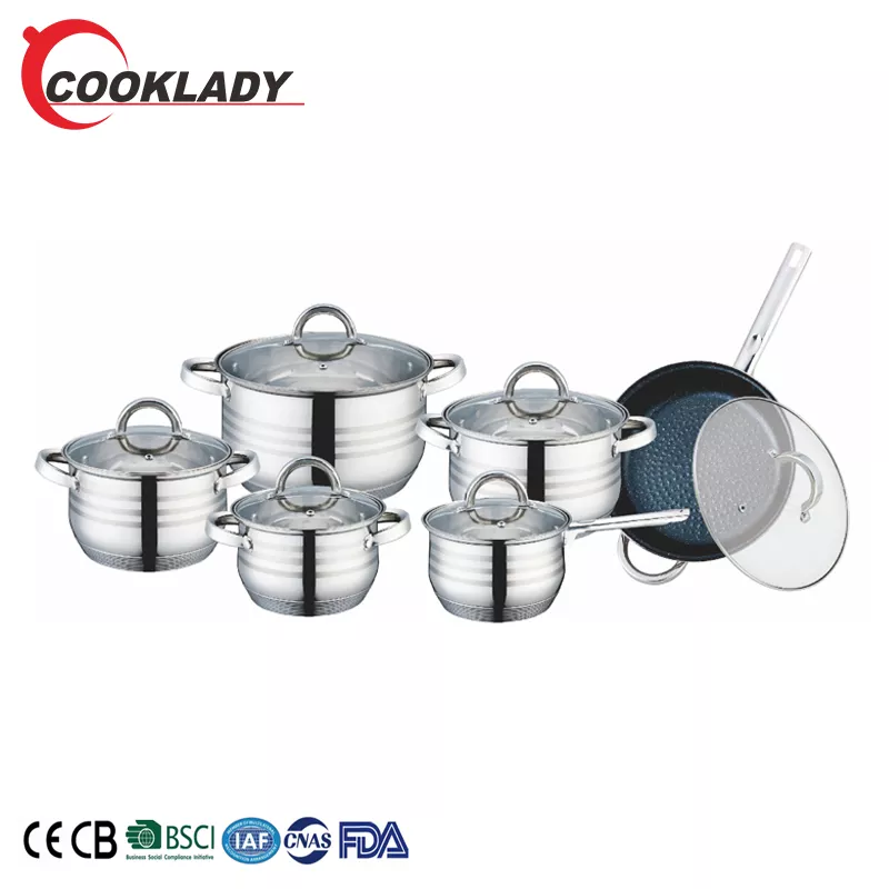 Wholesale Stainless Steel Frying Pan Cooker Utensils Cookware Set for Kitchen Cooking