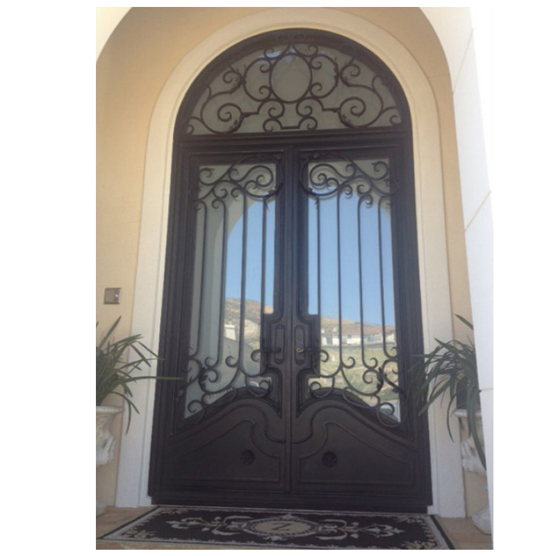 Double Entrance arched wrought iron door design Iron Entry Door front door
