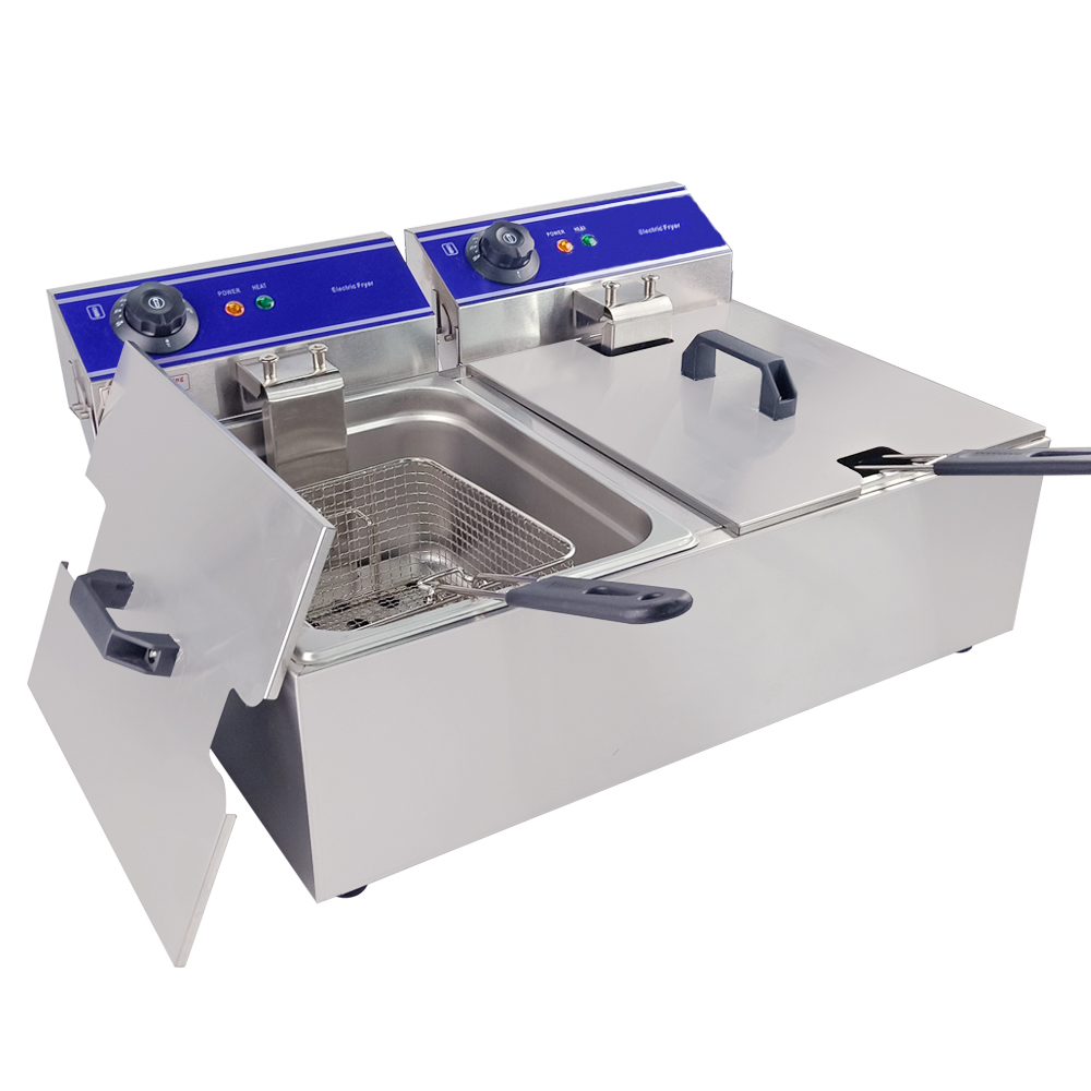 Double tank 20L countertop stainless steel electric commercial deep fryer with good price