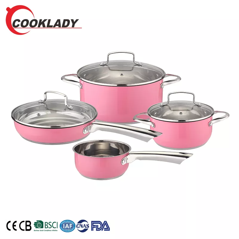Good Price Of 7 Pcs Straight Shape Cookware Set Stock Pot Aluminum Cookware With Glass Lid