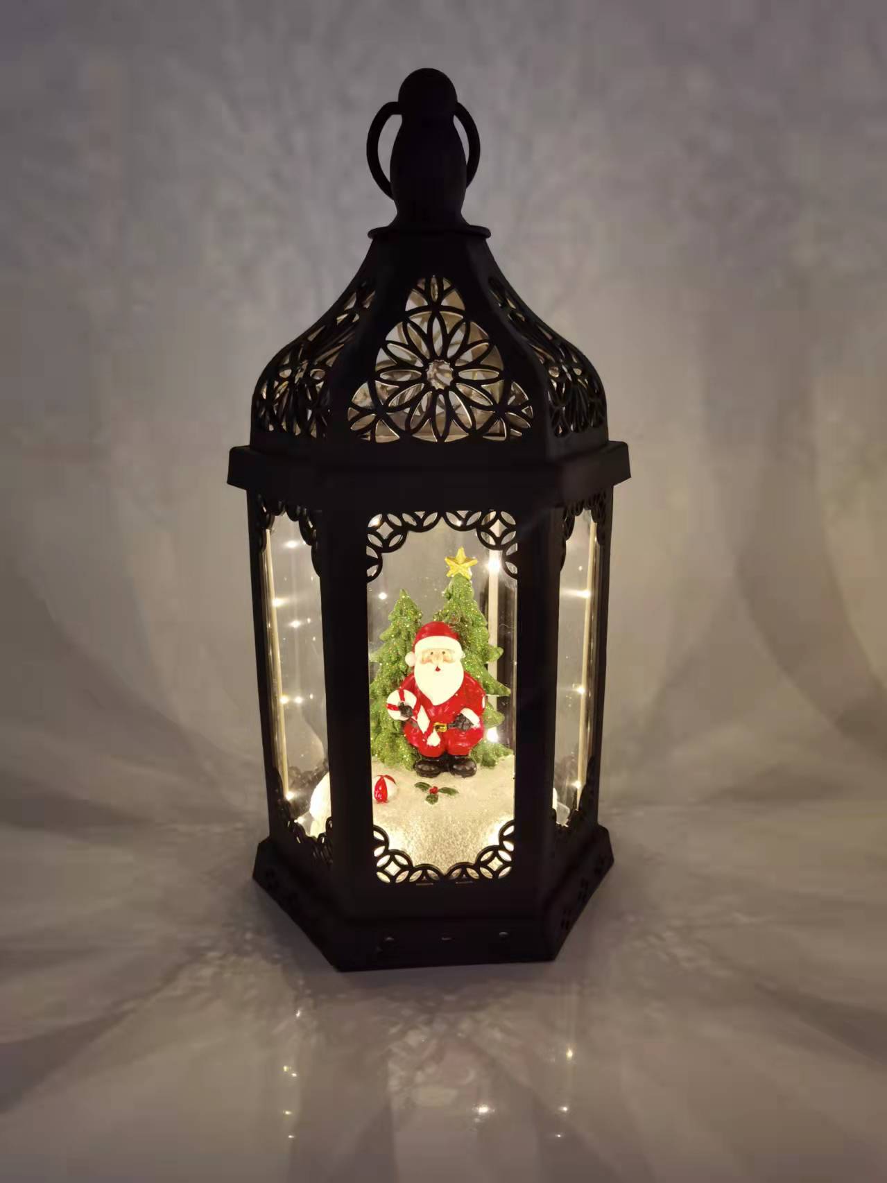 christmas lantern with resin inside and light
