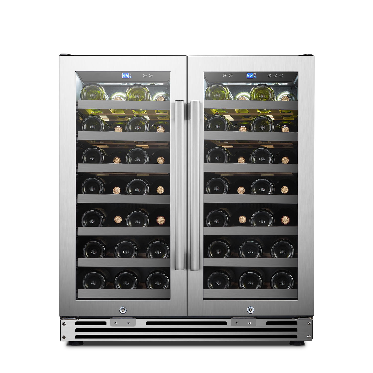 USF-66D 168L 66 Bottles Side by Side Wine Cooler with Seamless Stainless Steel Door