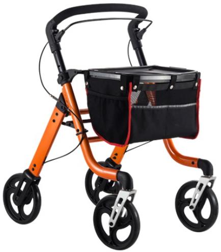 4 Wheels Aluminum Rollator Walker with Tray and Basket, 4 Wheel Walker, Narrow Walkers for Seniors