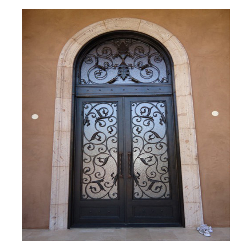 Decorative wrought iron entry door Classic steel front door Entrance door for Villa