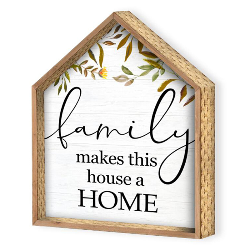 Farmhouse style House Shaped Wood Sign Family makes this house a home Sign Farmhouse Decor Home Sign