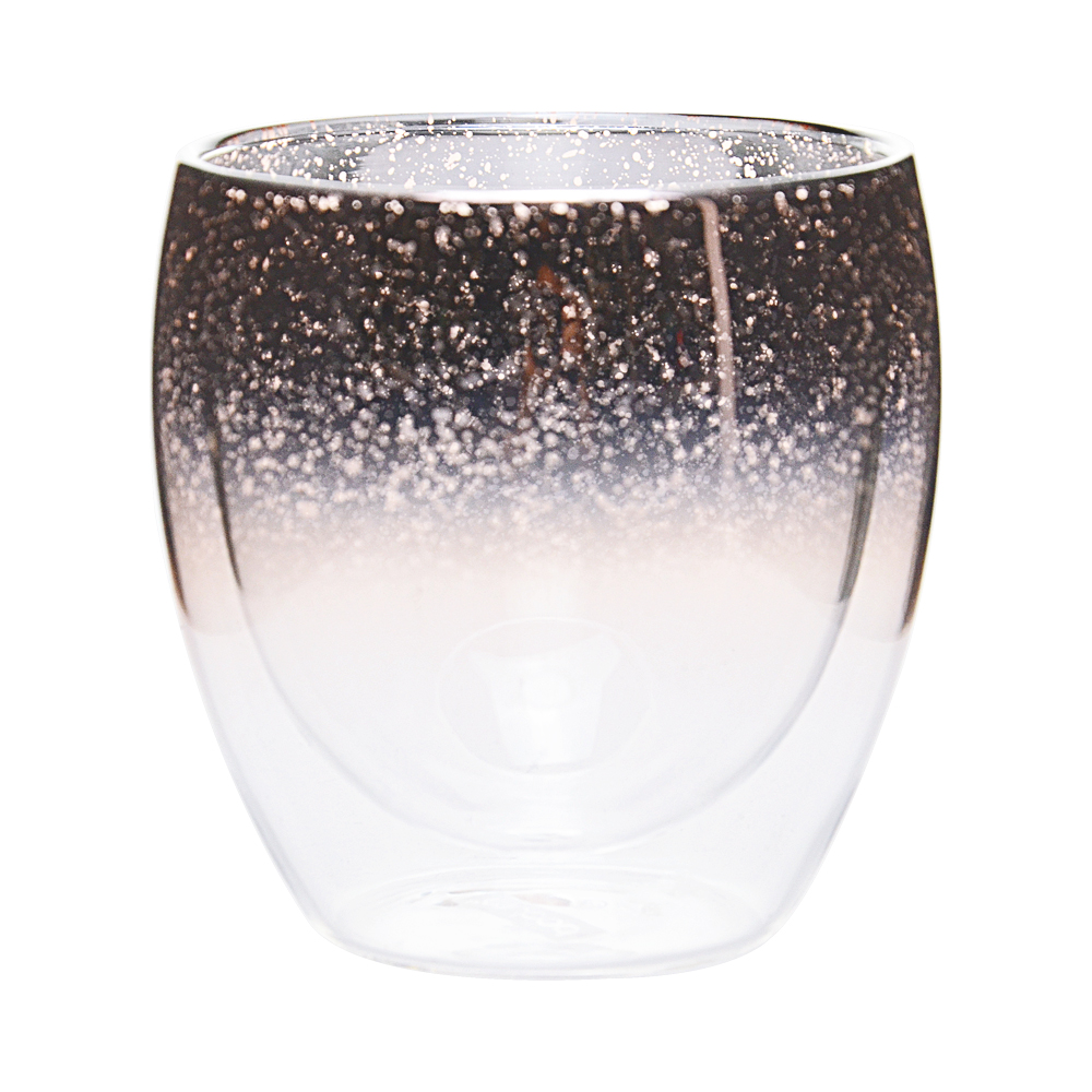 Creative double layer starry sky cup egg cup net red glass water cup milk cup