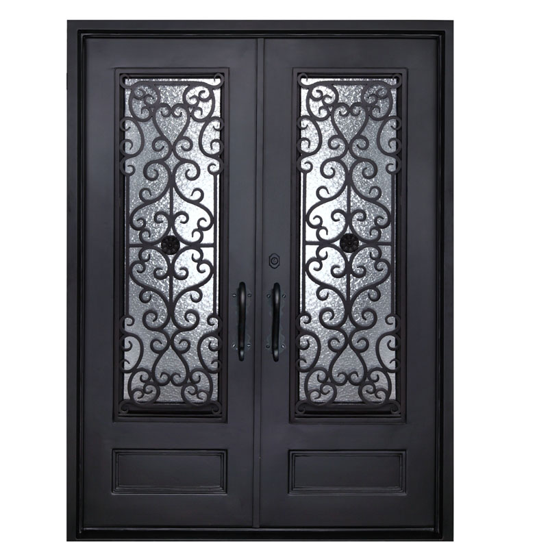 Wrought iron security doors design square top exterior entrance doors