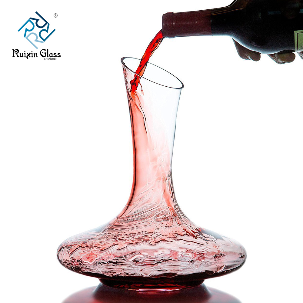 Crystal Glass Wine Decanter Amazon Hot Sale Wholesale 1800ml Oblique Mouth Round Red Wine Decanter