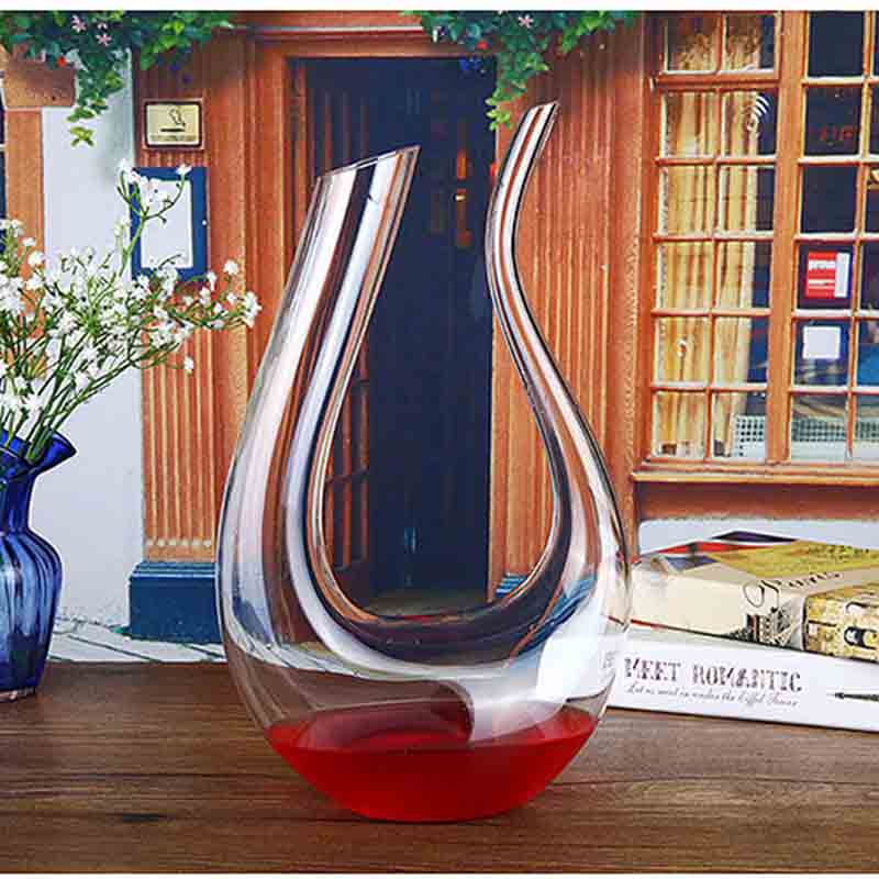 Hot Selling U Shaped Crystal Glass Red Wine Glass Decanter
