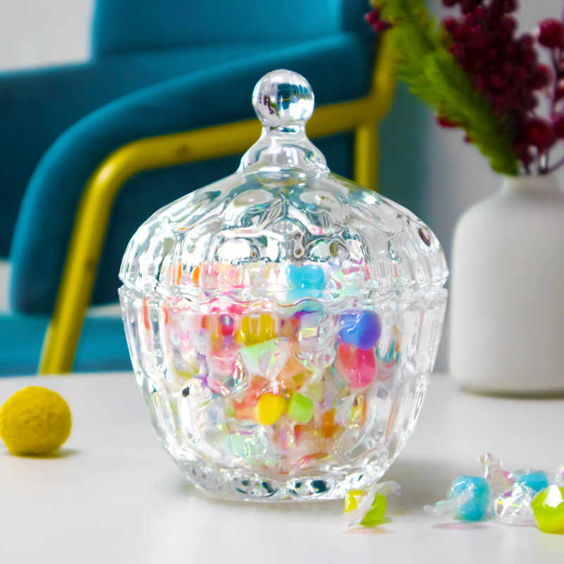 Christmas Candy Jar with Lid Crystal Candy Sugar Bowl Glass Sugar Box