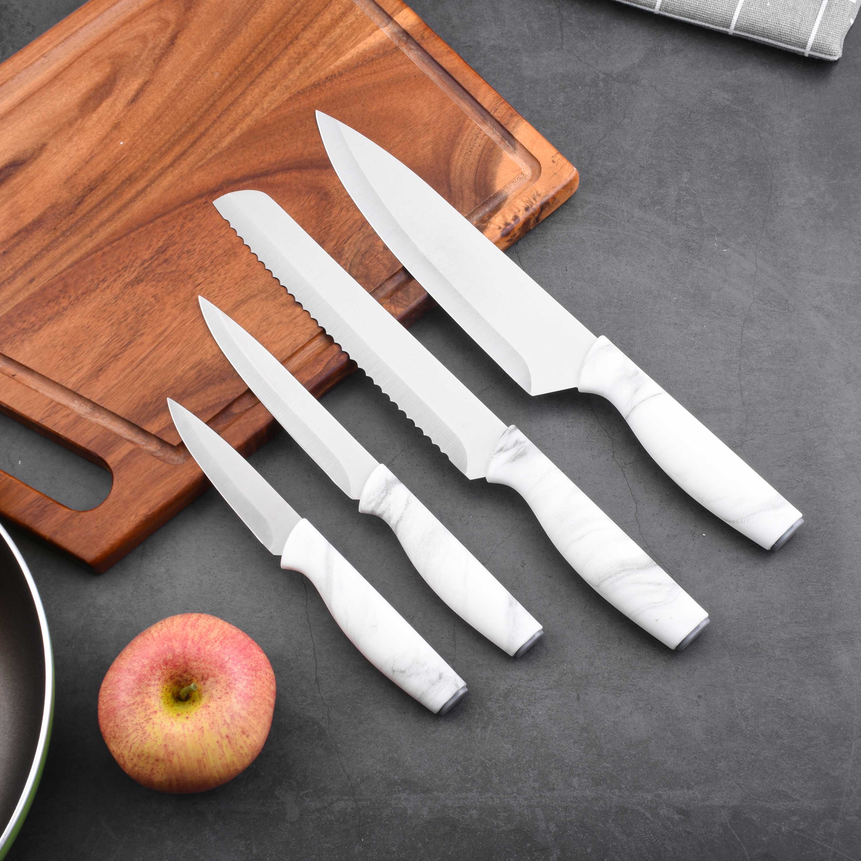 4Piece Marble Texture Handle Knife Set