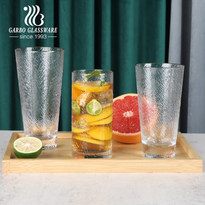 470ml Hand Blwoing High Quality Glass Cup With Gold Rim