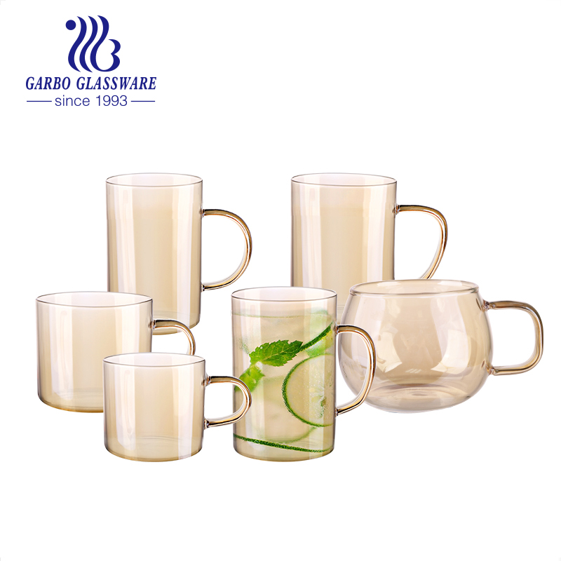 High quality ion plated hand-made borosilicate single glass mug