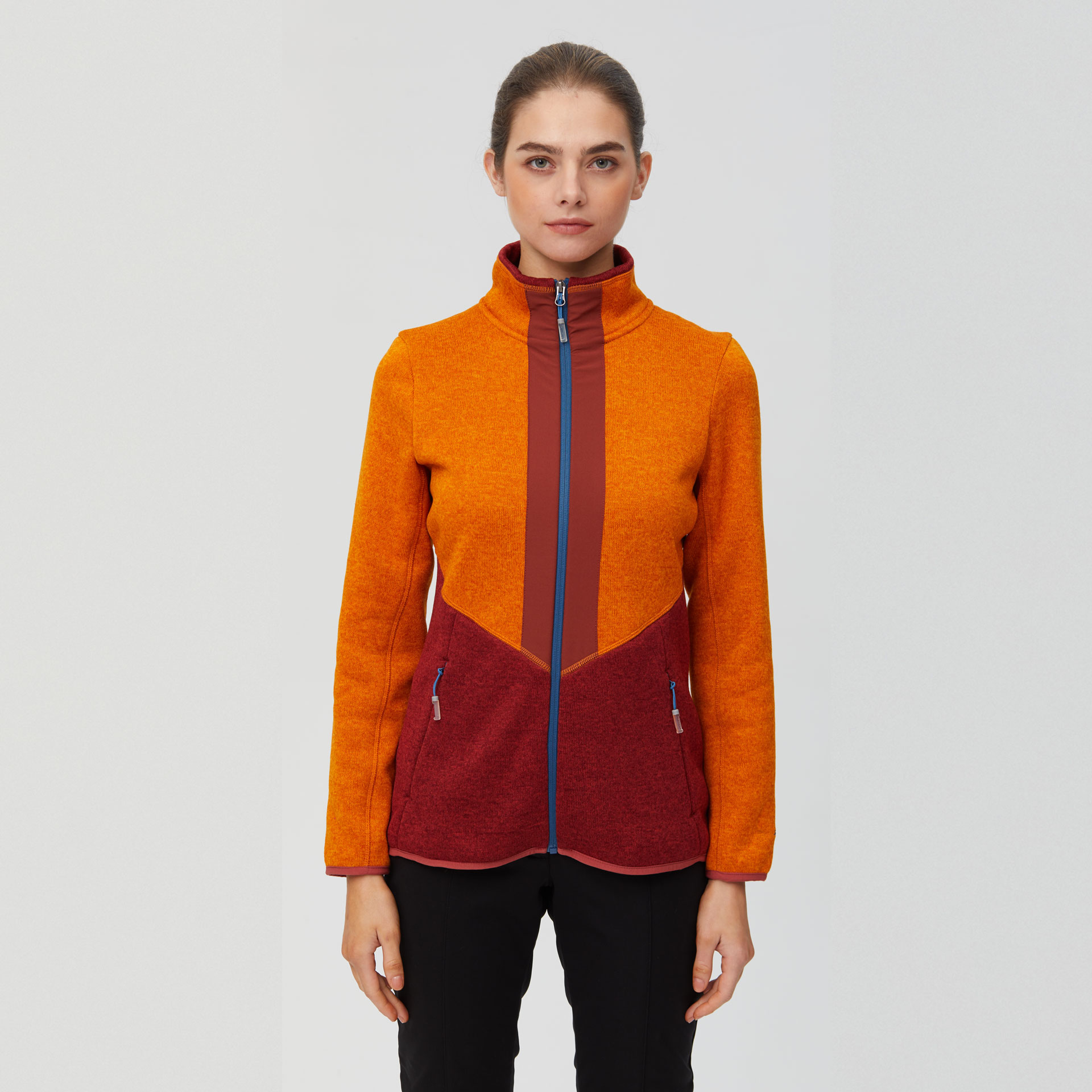 Women outdoor recycled melange fleece jacket