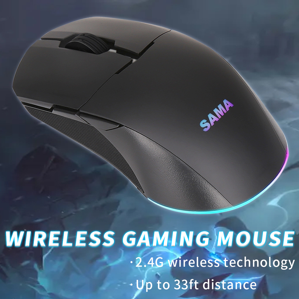 SAMA OEM 2.4g Wireless Gaming Mice Ergonomic Gamer RGB 6 Adjustable DPI Rechargeable