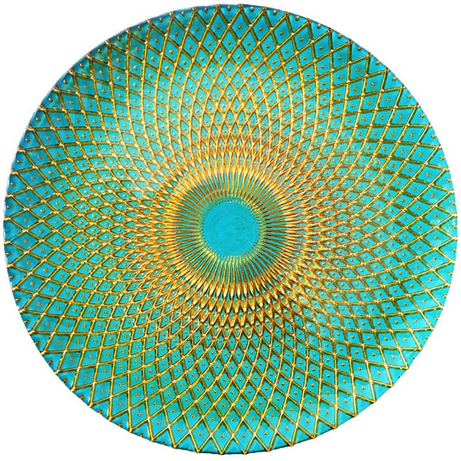 Hand made new design 13inch sun burst glass charger plates for wedding events
