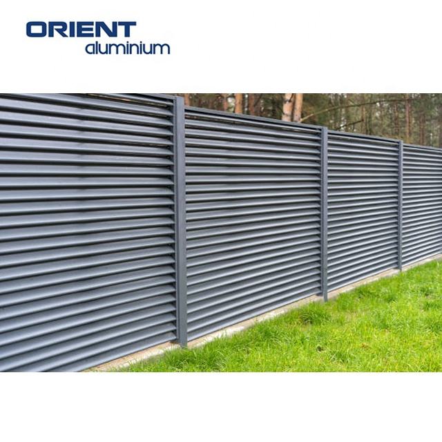 Factory Directly Supply Outdoor No Dig Aluminum Slat Fence Panels Private Garden Aluminum Fence