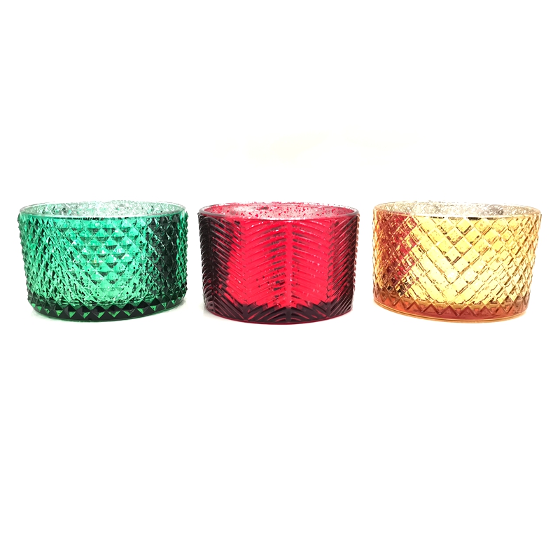 Colorful glass candle jar for Christmas Day