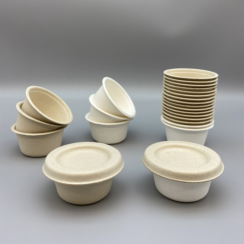 MVI ECOPACK Eco-Friendly 2oz Small Sugar cane Portion Cup with Lid